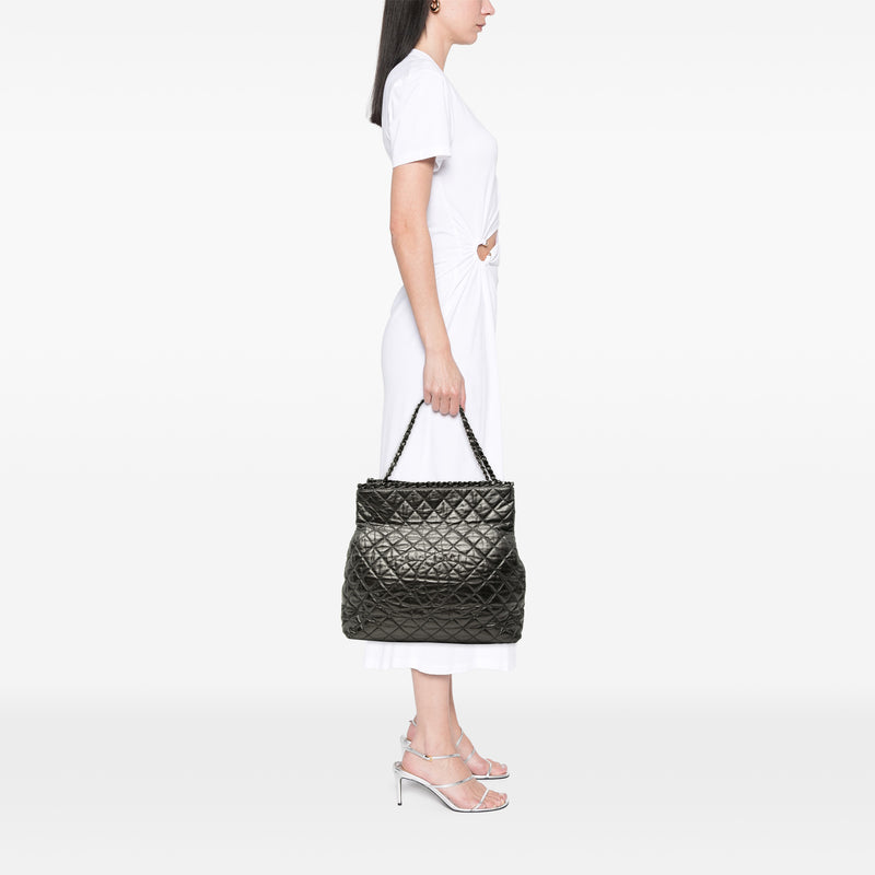 Large Glazed Calfskin Quilted Chain Me Tote - Image 6