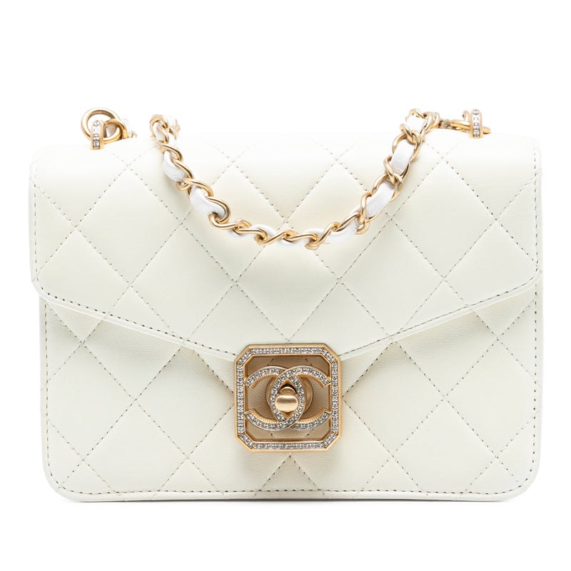 Quilted Lambskin Crystal Geometric CC Frame Flap