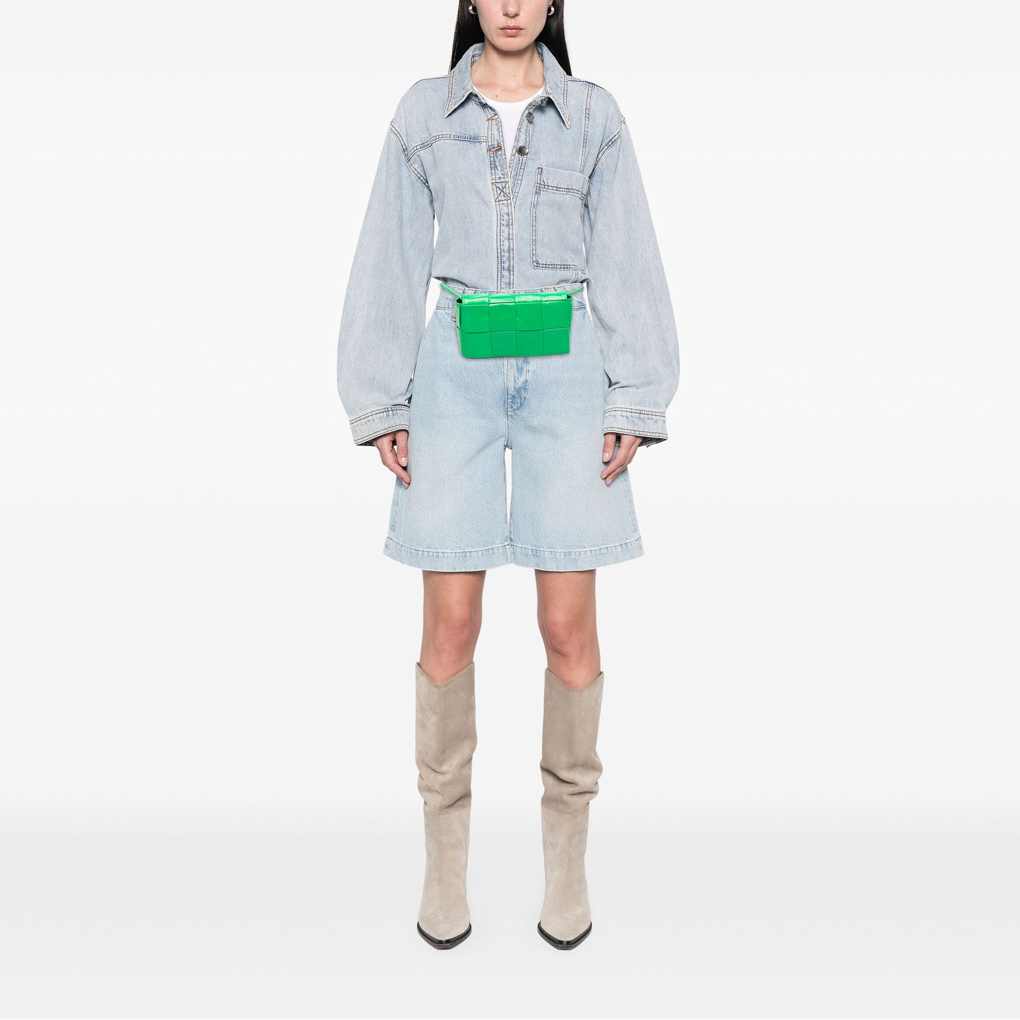 Mini Paper Calfskin Intrecciato Cassette Belt Bag - Image 7