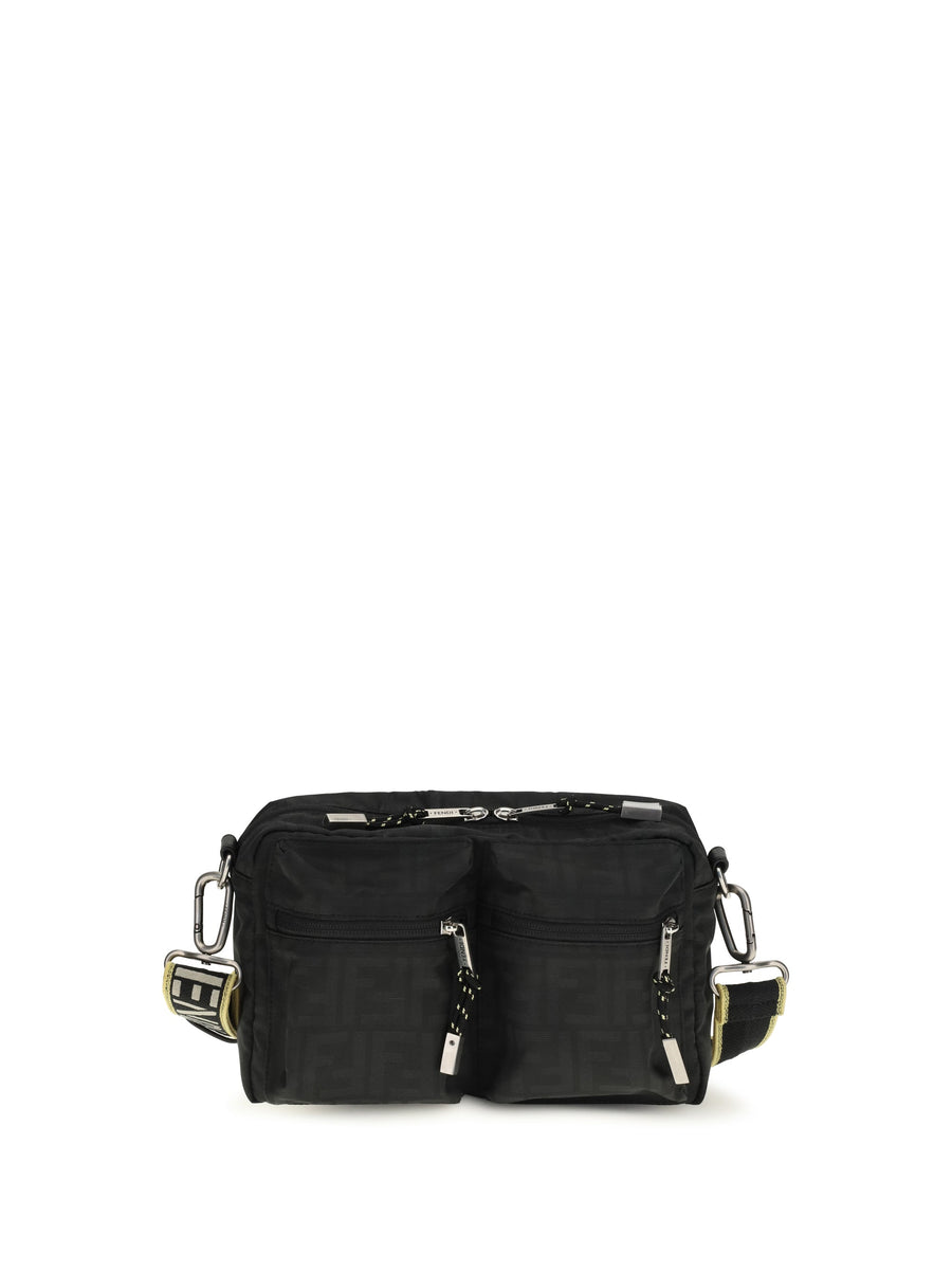 Fendi Ff Monogram Fabric Camera Bag — Black Polyester