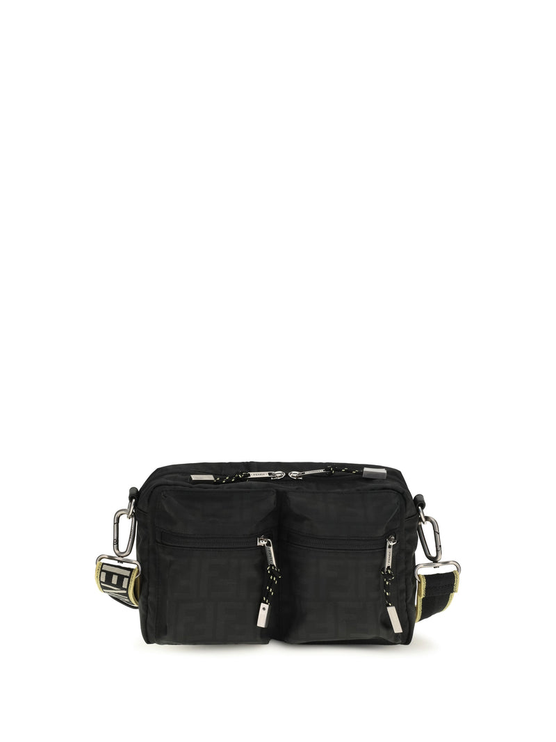 Fendi Ff Monogram Fabric Camera Bag — Black Polyester