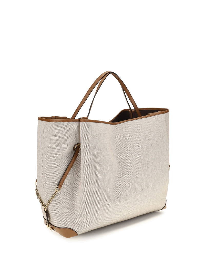 Chloé Logo-Embroidered Cotton Canvas Tote Bag — Brown