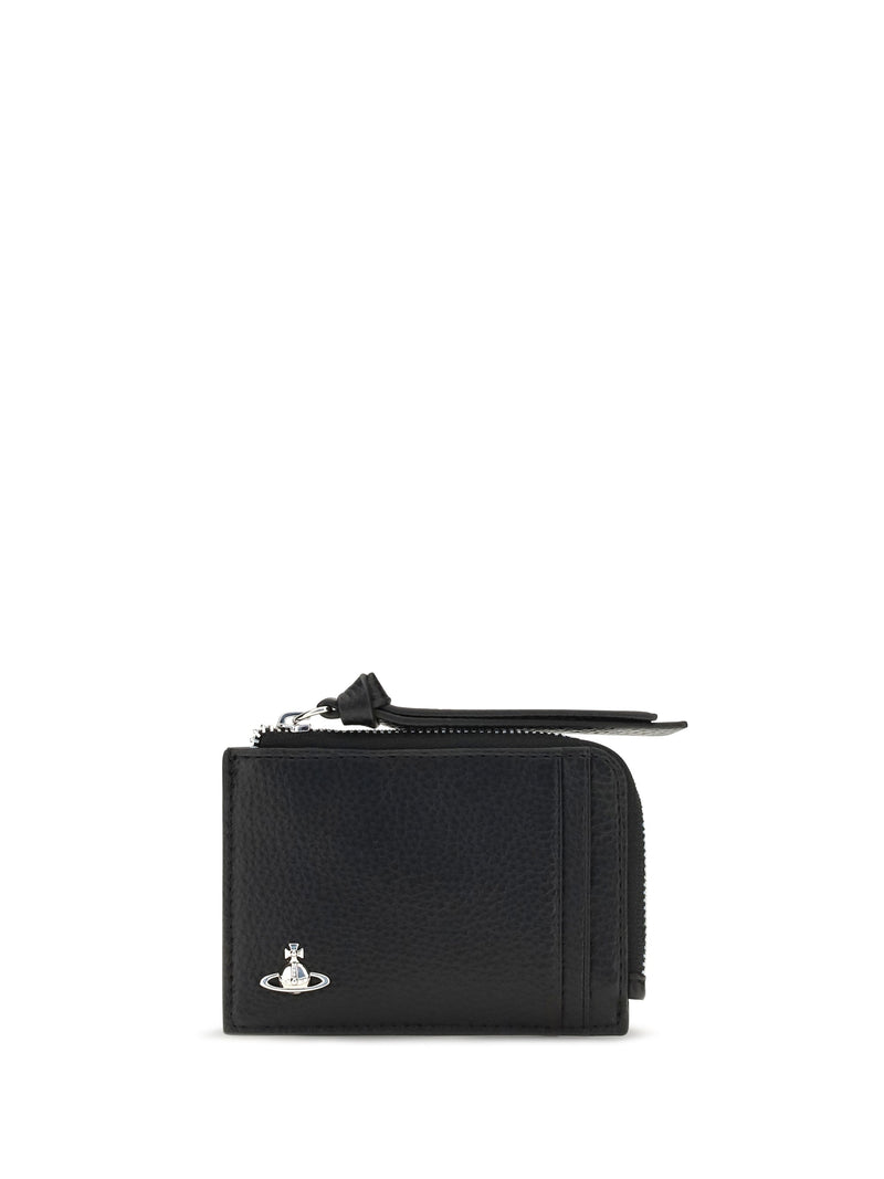 Vivienne Westwood Zip Compartment Calf Leather Card Holder — Black Wallets & Purses