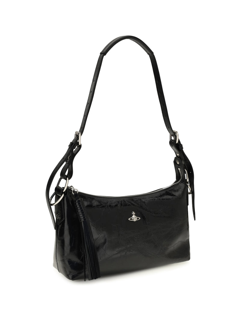 Vivienne Westwood Emma Shoulder Bag — Black Calf Leather Bos Taurus