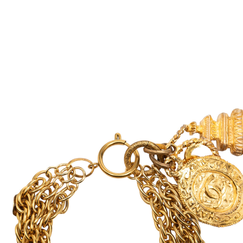 CC Gold Plated Triple Chain Logo Charm Bracelet - Image 5