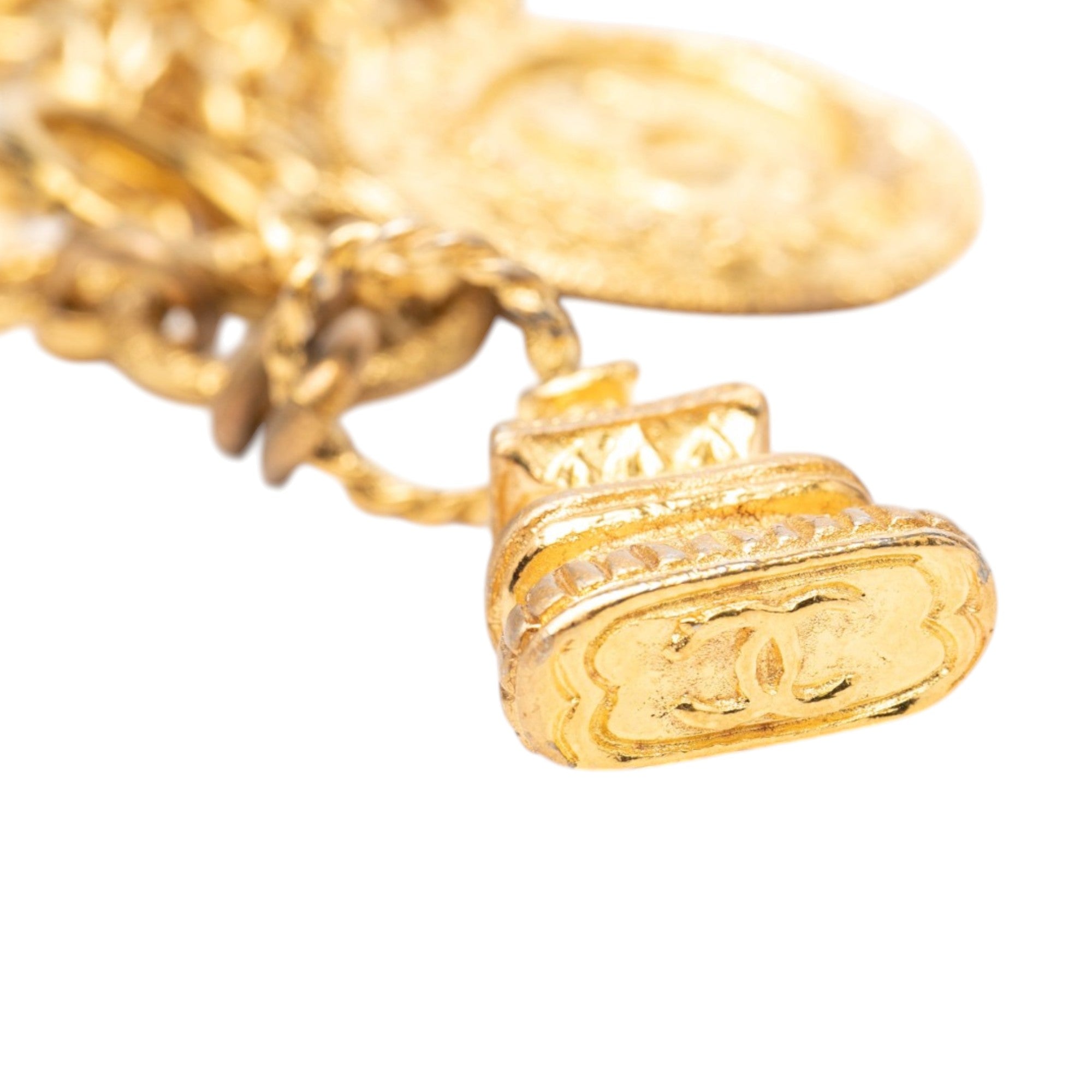 CC Gold Plated Triple Chain Logo Charm Bracelet - Image 6