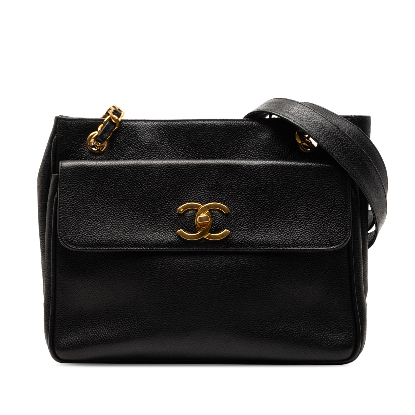 CC Caviar Front Pocket Shoulder Bag - Image 1