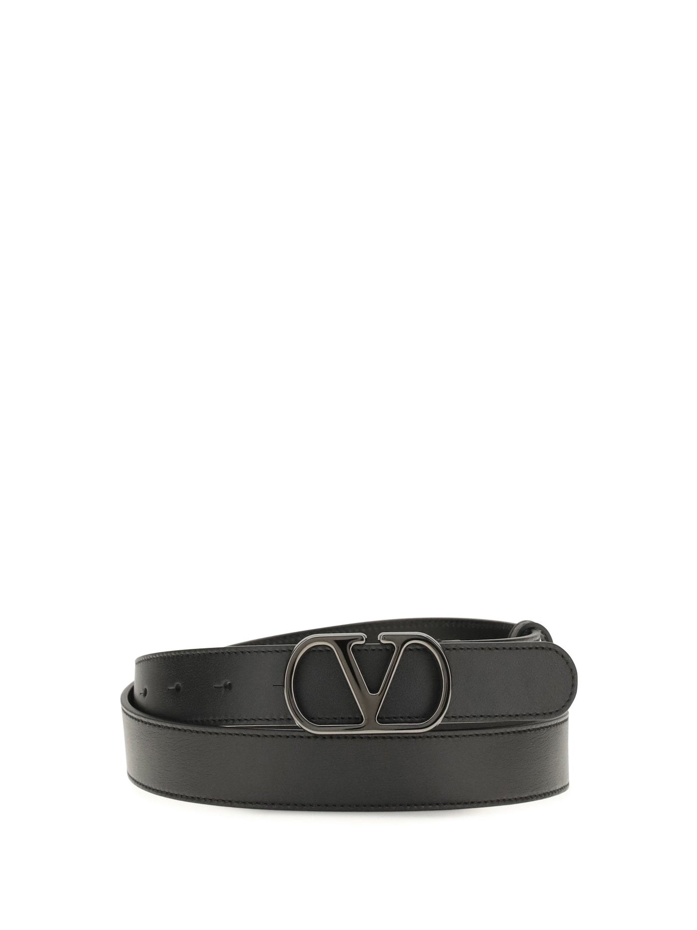 Valentino Garavani Belt — Black Calf Leather Bos Taurus