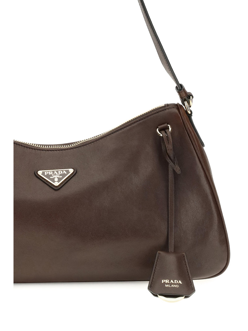 Prada Calf Leather Shoulder Bag — Brown Bos Taurus