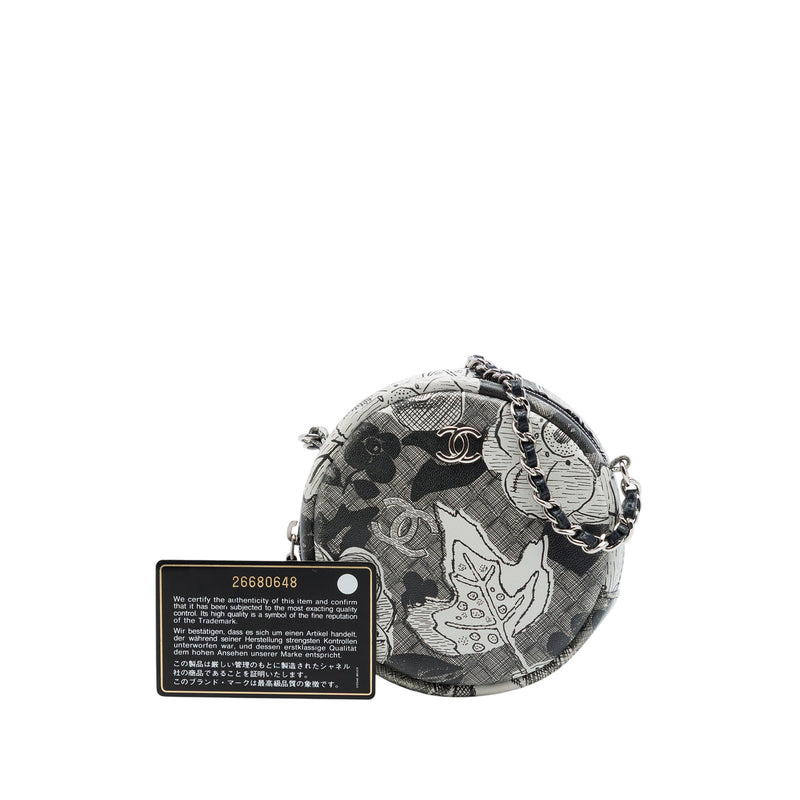 CC Calfskin Floral Round Clutch with Chain - Image 7