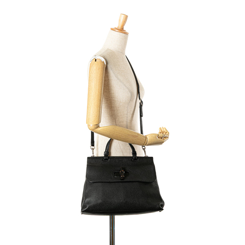 Medium Calfskin Bamboo Daily Satchel - Image 12