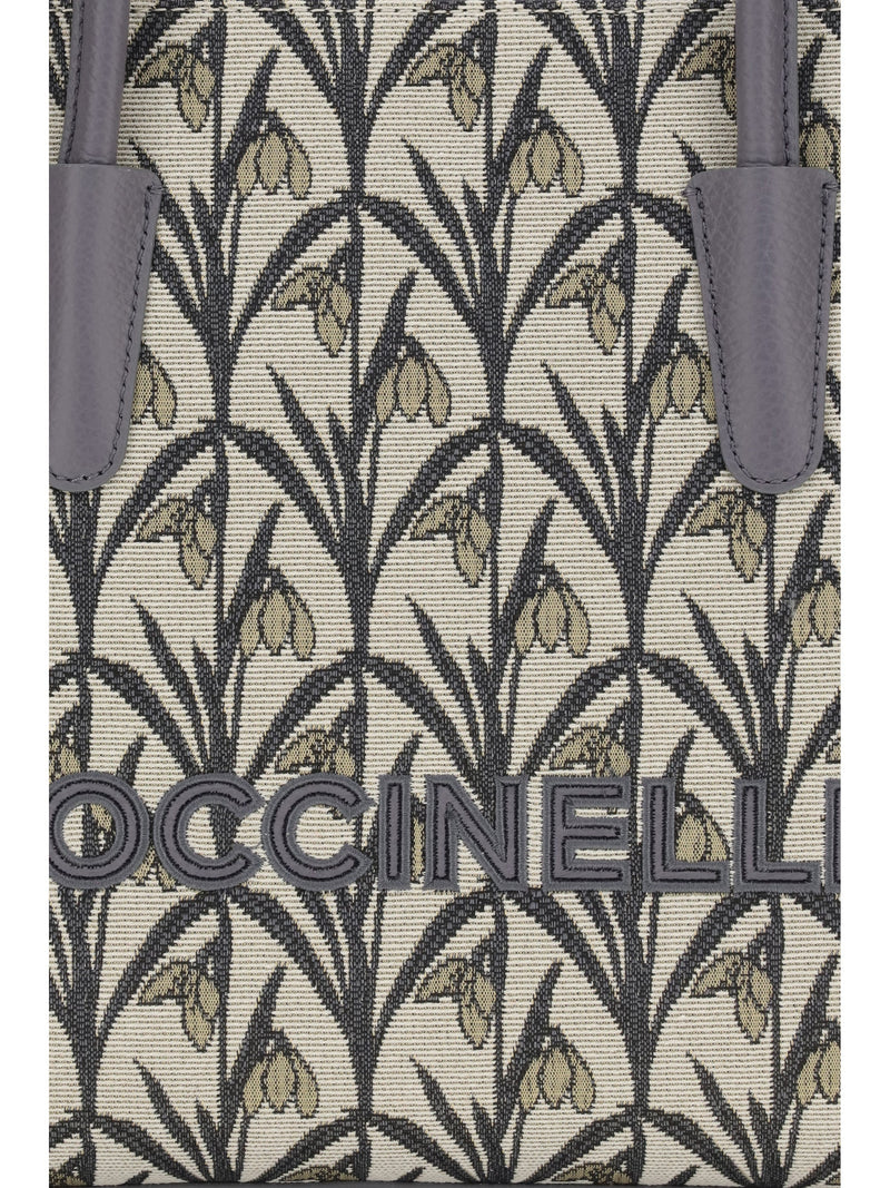 Coccinelle Jacquard Floral Tote Bag — Gray