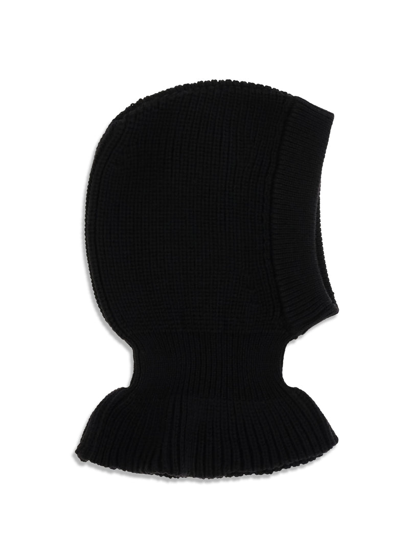 Lemaire Ta0029lk1069 Ribbed Merino Wool Balaclava — Black Ovis Aries Winter Hats