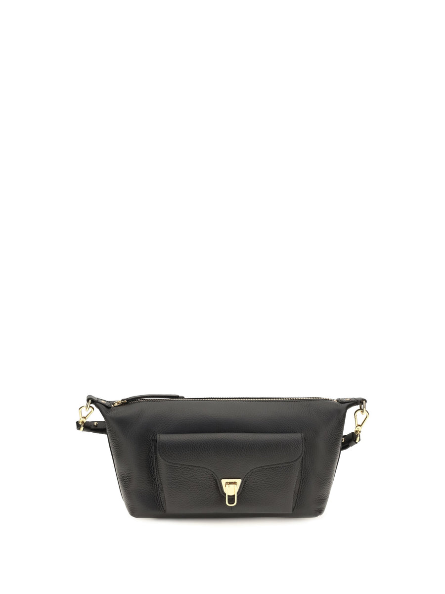 Coccinelle Beat Generation Shoulder Bag — Black Calf Leather Bos Taurus