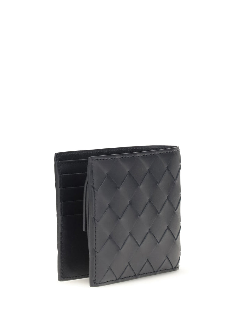 Bottega Veneta Intrecciato Woven Calf Leather Wallet — Gray