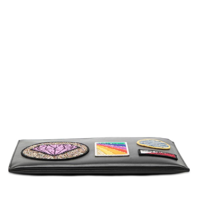 Leather Multi Patch Zip Pouch - Image 3