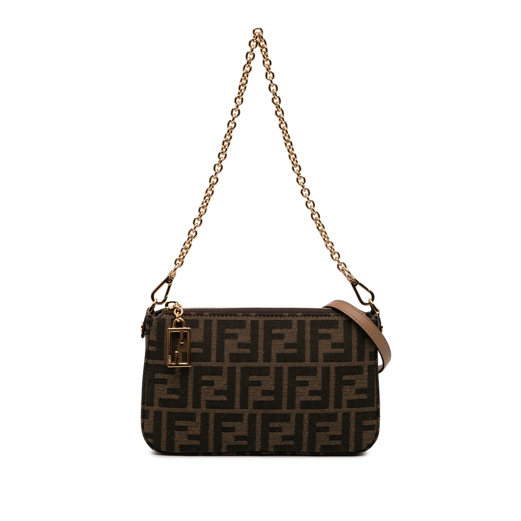 FF Jacquard Baguette Pouch Clutch with Chain - Image 1