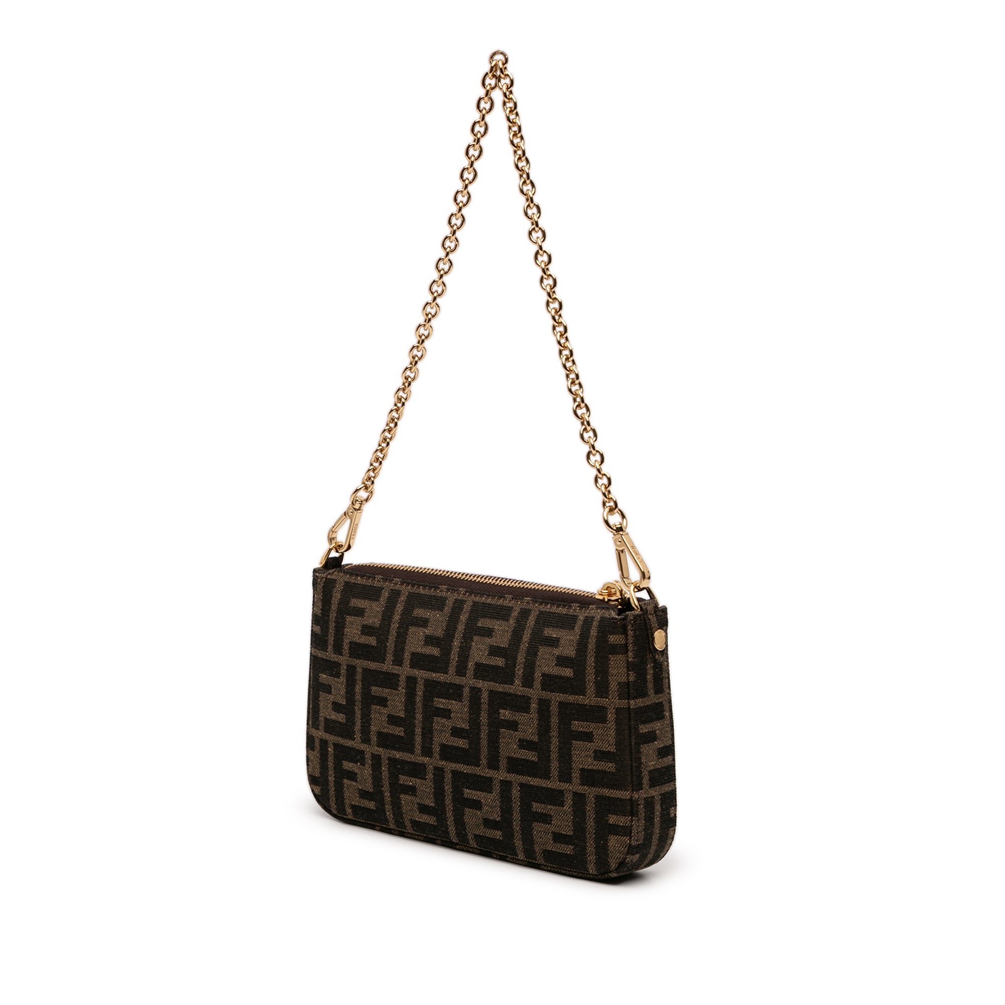 FF Jacquard Baguette Pouch Clutch with Chain - Image 2