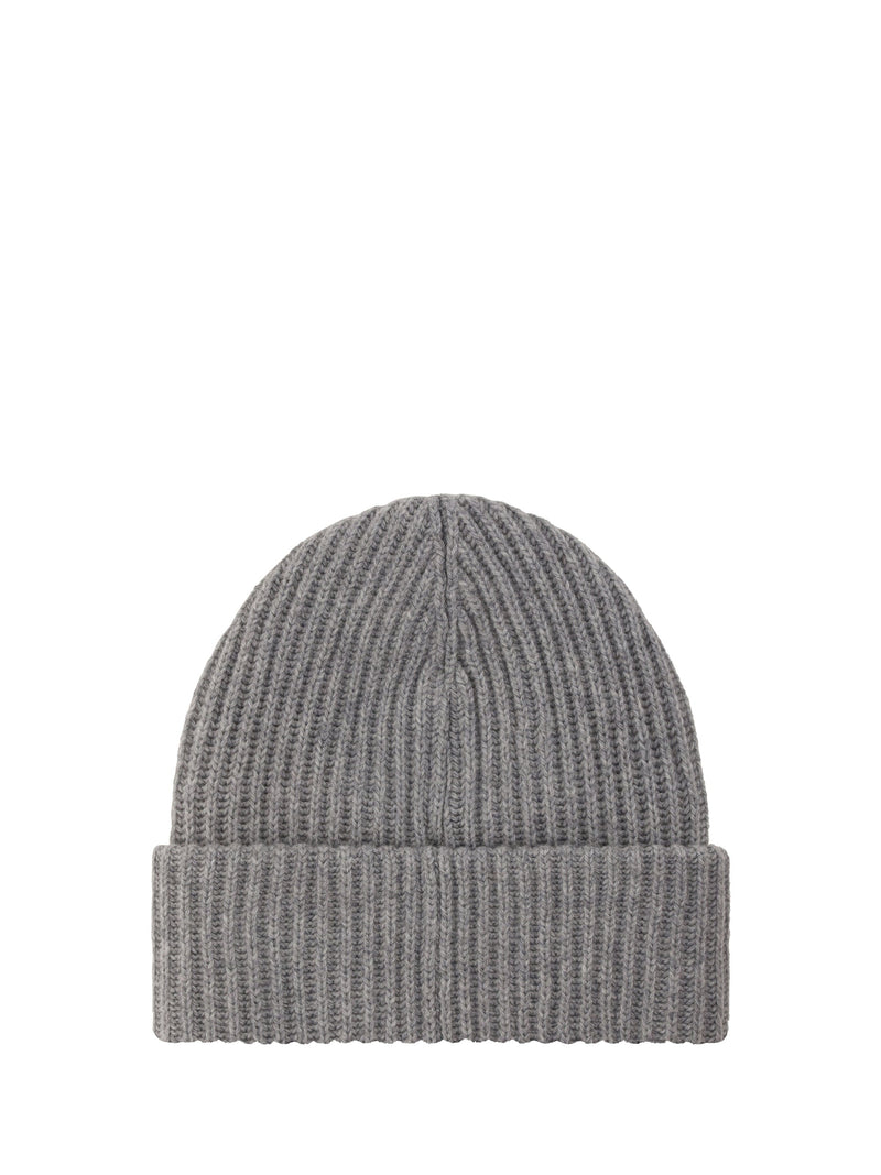 Ganni A4429 Ribbed Wool Beanie — Gray Ovis Aries; Nylon Beanies
