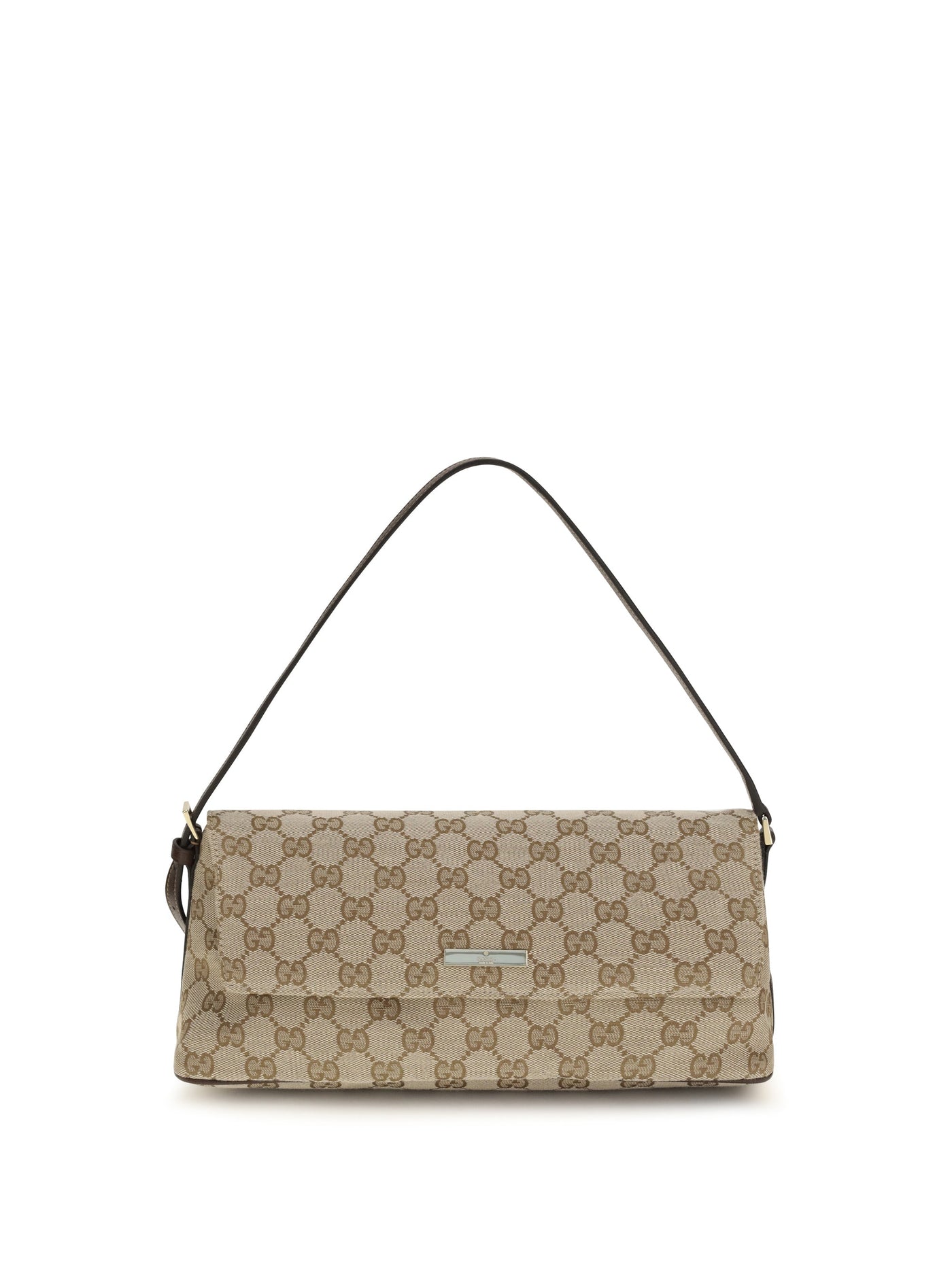 Gucci Gg-Monogram Canvas Shoulder Bag — Beige Polyester; Cotton; Polyamide