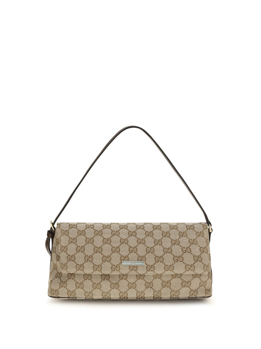 Gucci Gg-Monogram Canvas Shoulder Bag — Beige Polyester; Cotton; Polyamide