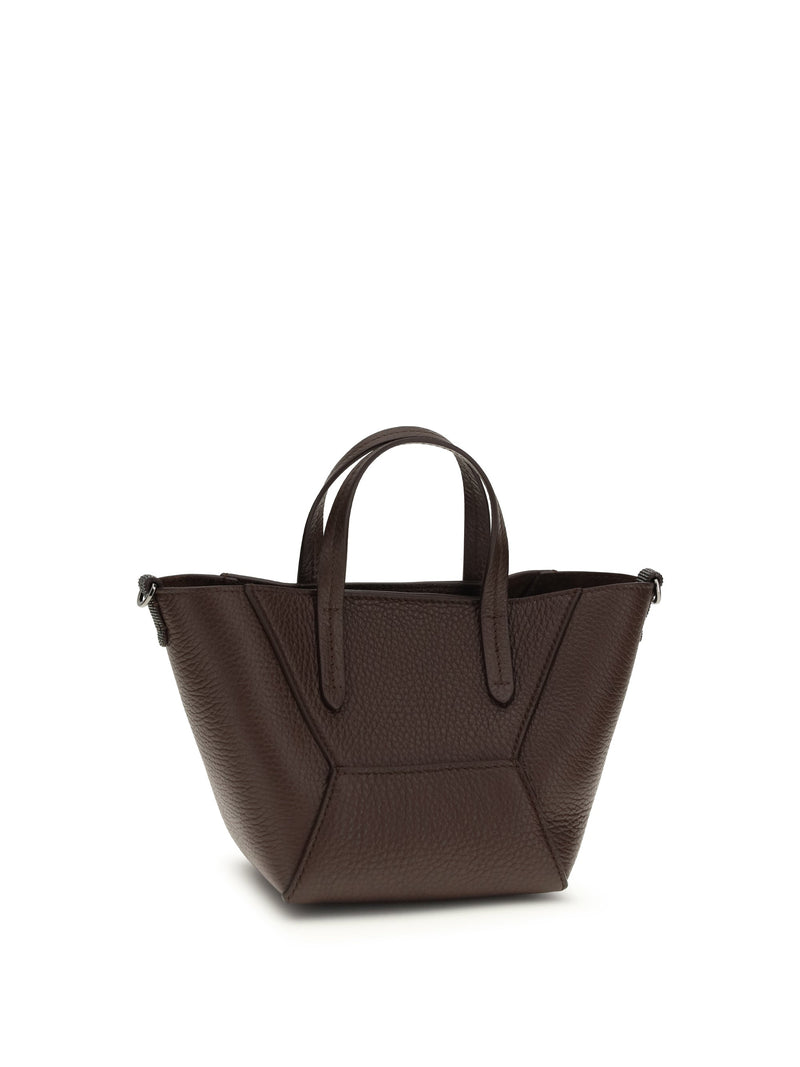 Brunello Cucinelli Pebbled Calf Leather Shoulder Bag — Burgundy Bos Taurus