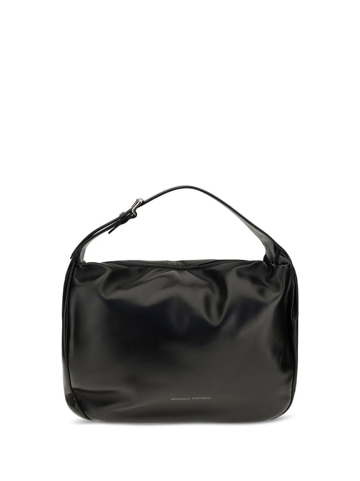 Brunello Cucinelli Boule Shoulder Bag — Black Calf Leather Bos Taurus