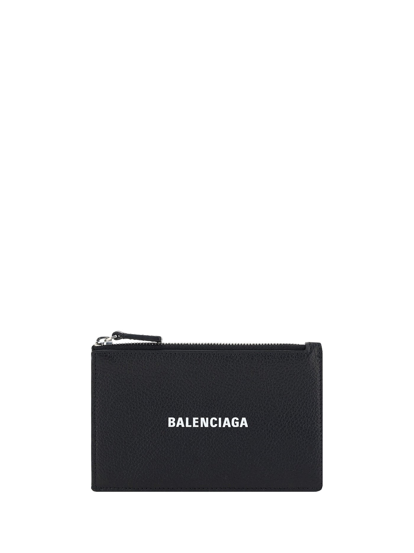 Balenciaga Logo-Print Leather Cardholder — Black Calf Bos Taurus Wallet