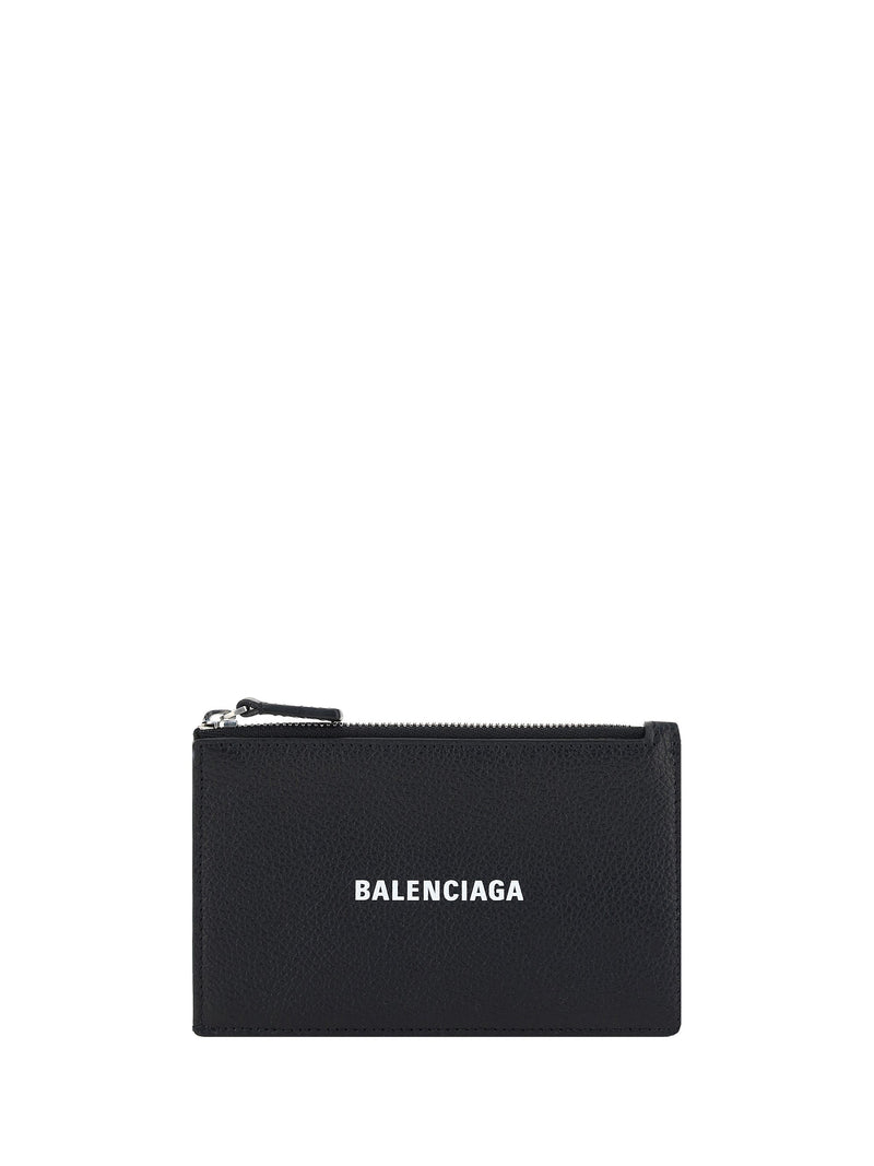 Balenciaga Calf Leather With Contrasting Monogram Card Case — Black Cases