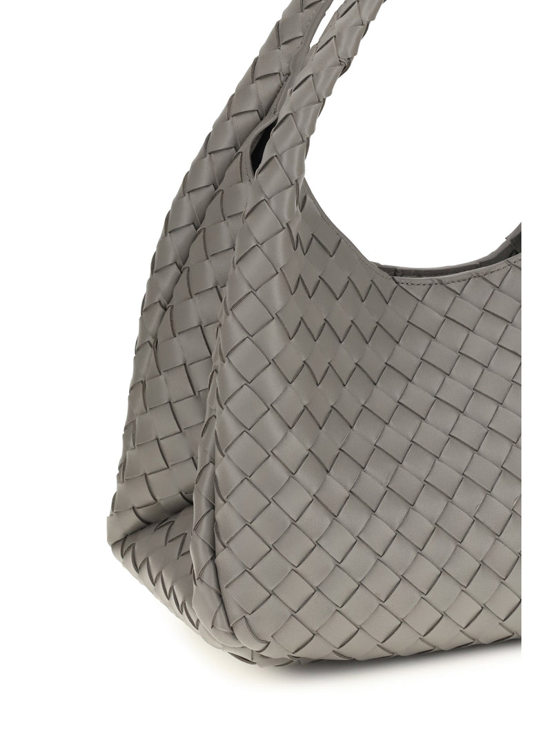 Bottega Veneta Campana Shoulder Bag — Gray Lambskin