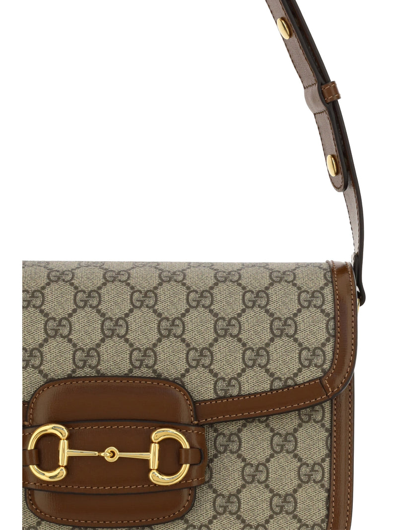 Gucci Horsebit Shoulder Bag — Brown Cotton