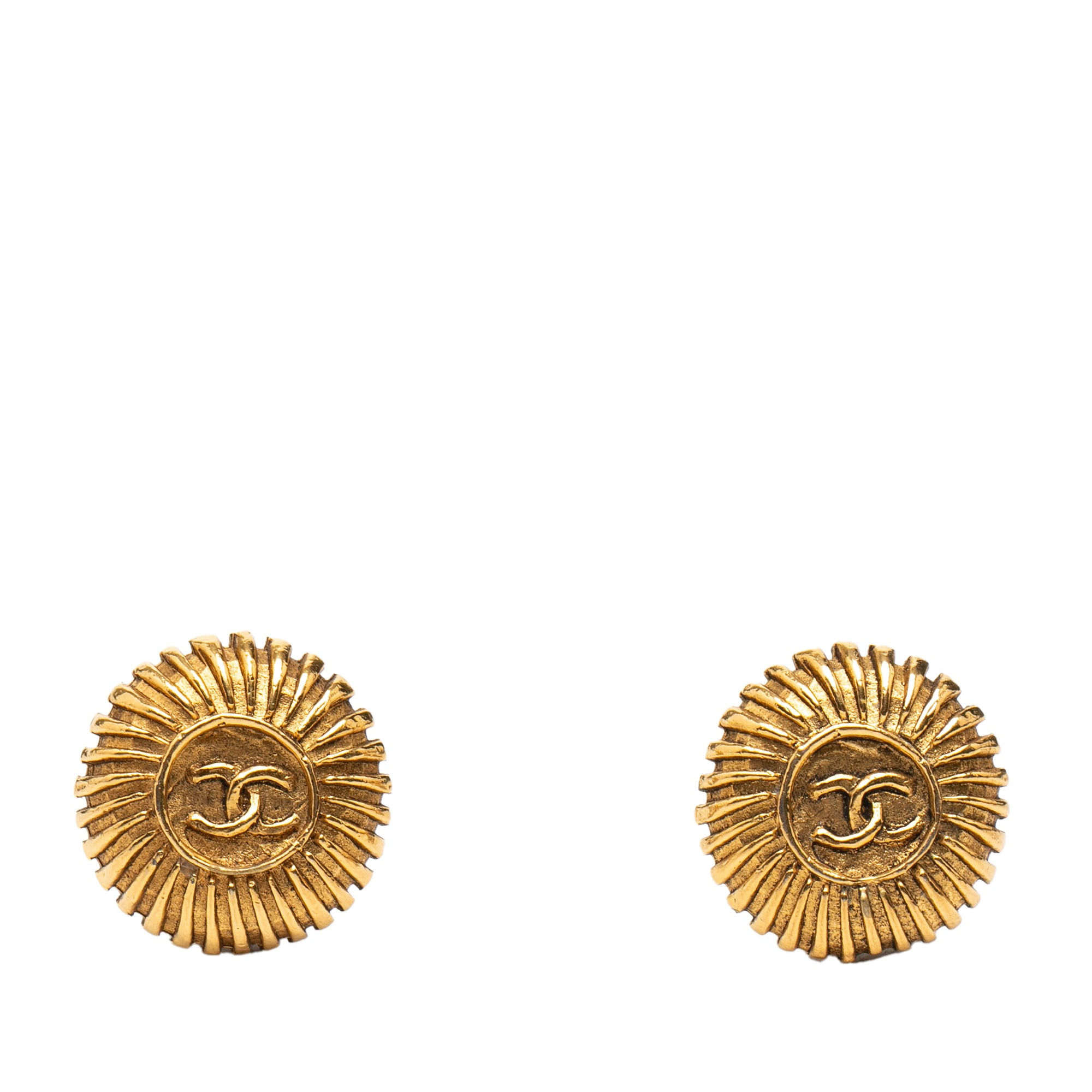 CC Gold Plated Round Clip on Earrings - Image 1