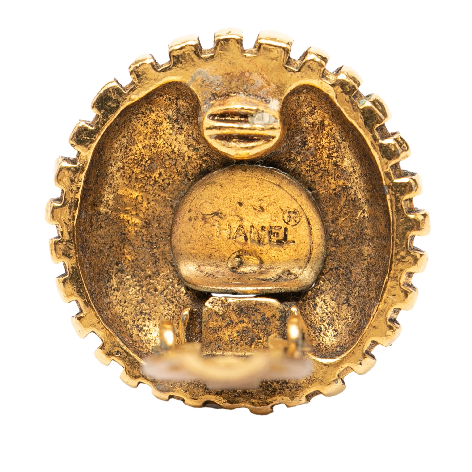 CC Gold Plated Round Clip on Earrings - Image 3