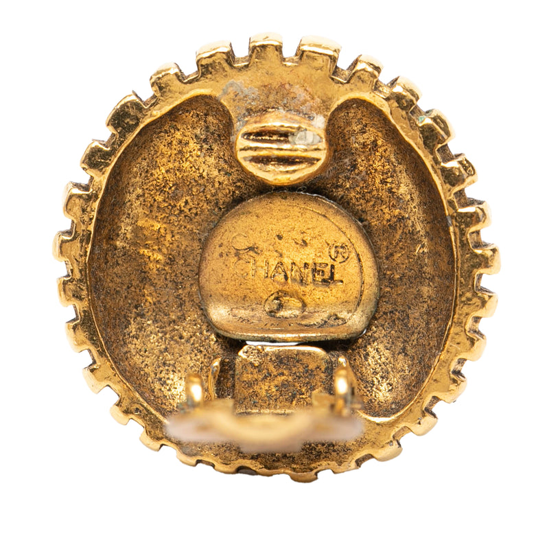 CC Gold Plated Round Clip on Earrings - Image 3
