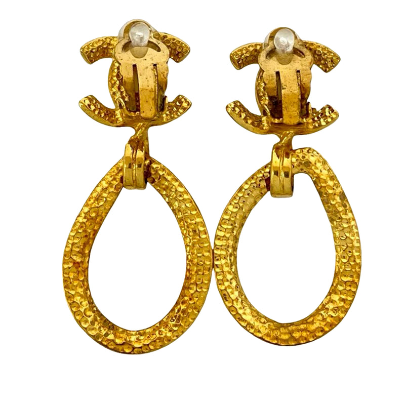 CC Gold Plated Loop Drop Clip On Earrings - Image 2