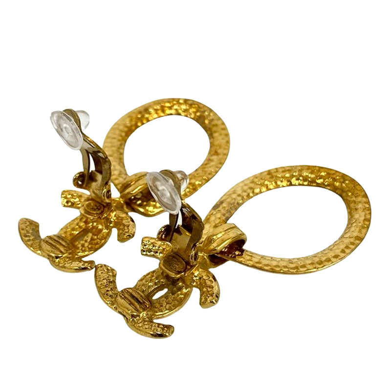 CC Gold Plated Loop Drop Clip On Earrings - Image 3