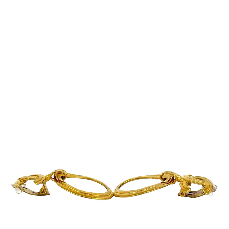 CC Gold Plated Loop Drop Clip On Earrings - Image 4