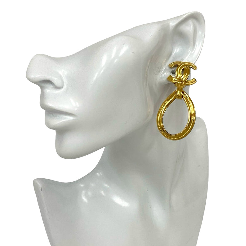 CC Gold Plated Loop Drop Clip On Earrings - Image 6