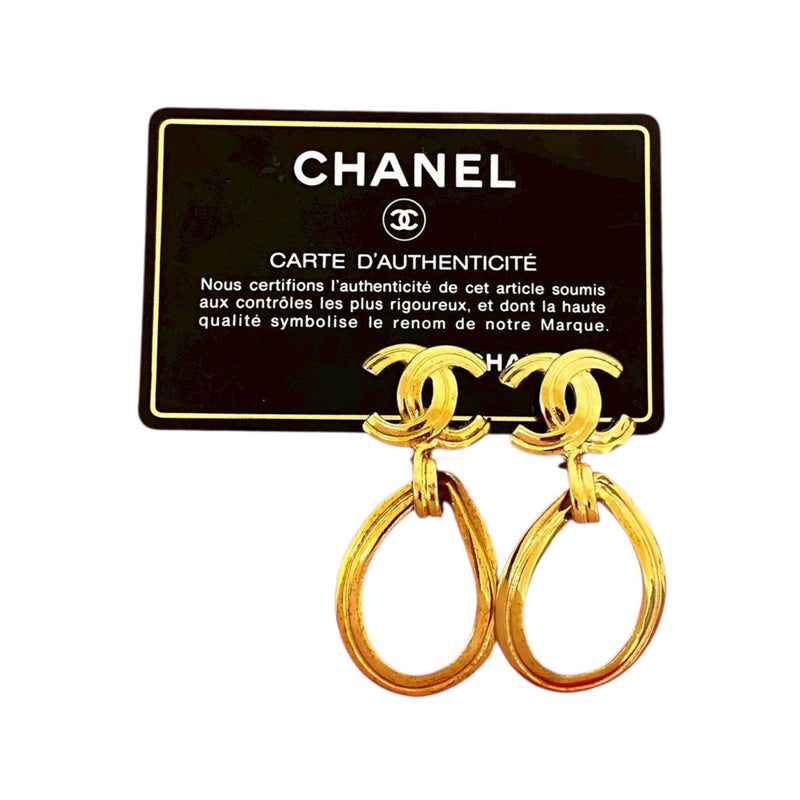 CC Gold Plated Loop Drop Clip On Earrings - Image 7