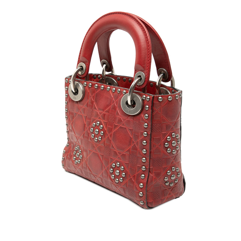Mini Embossed Calfskin Cannage Studded Flower Lady Dior - Image 2