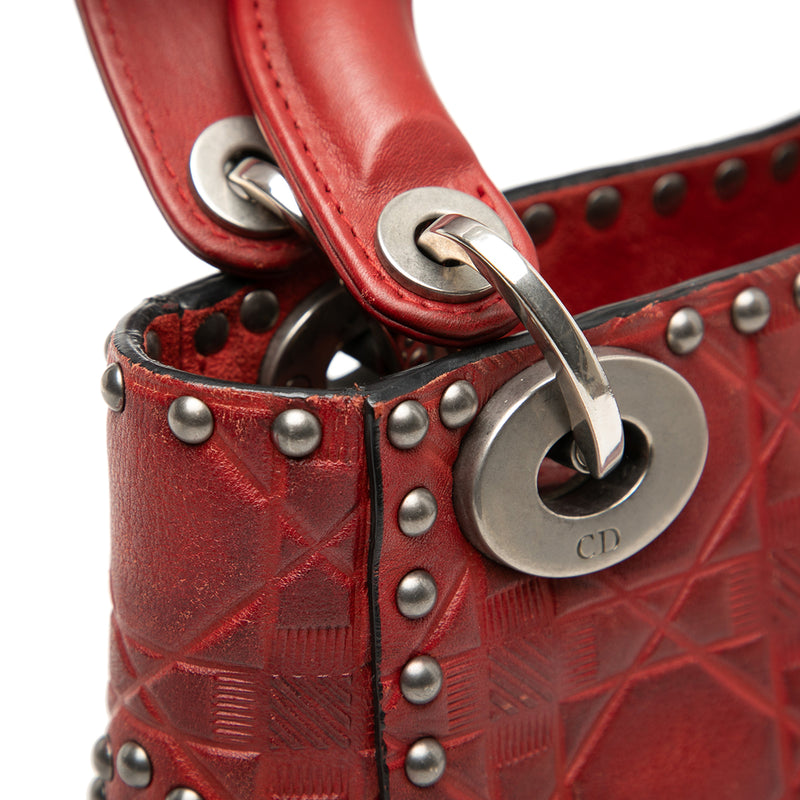 Mini Embossed Calfskin Cannage Studded Flower Lady Dior - Image 8