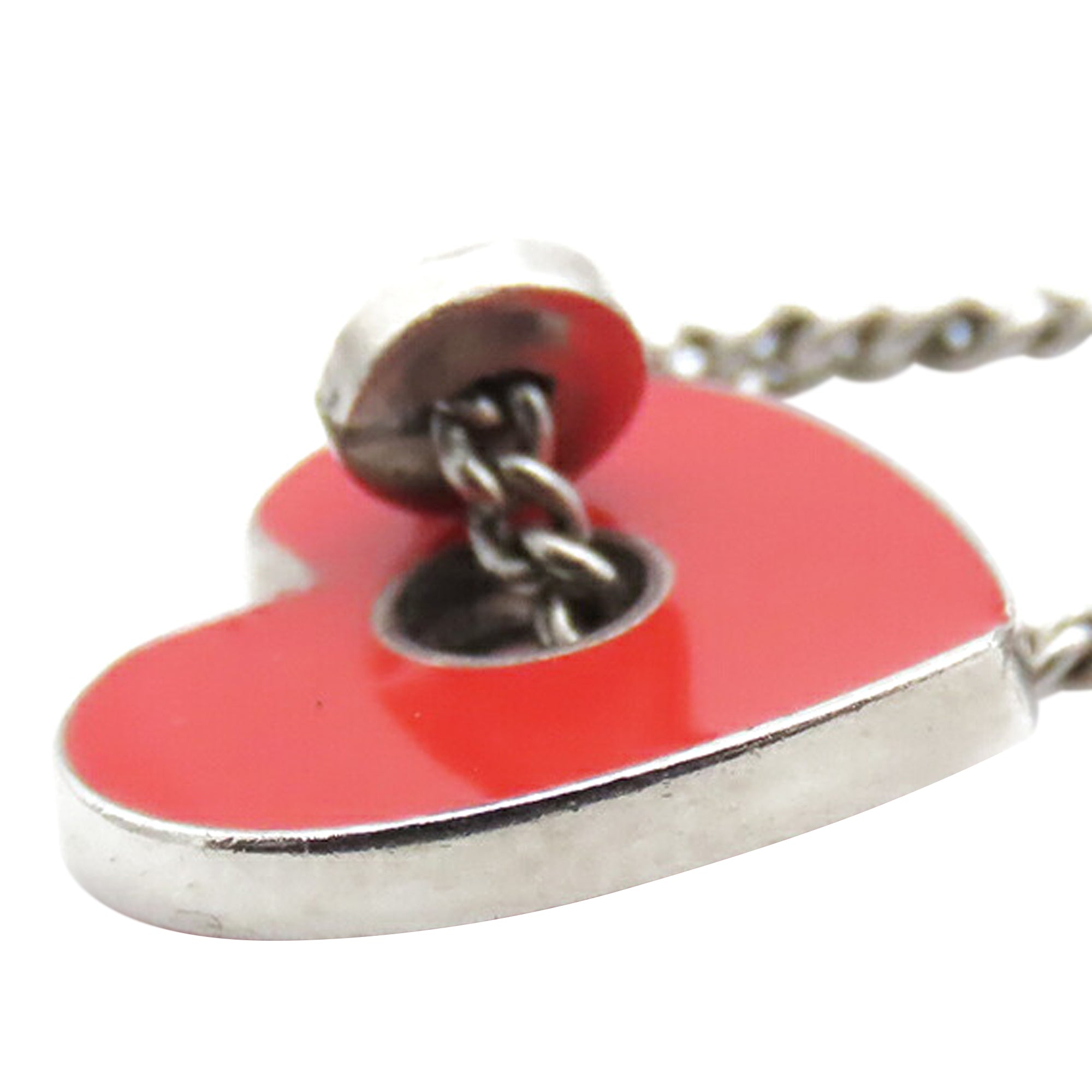 CC Silver Plated Enamel Heart and Clover Charm Pendant Necklace - Image 6