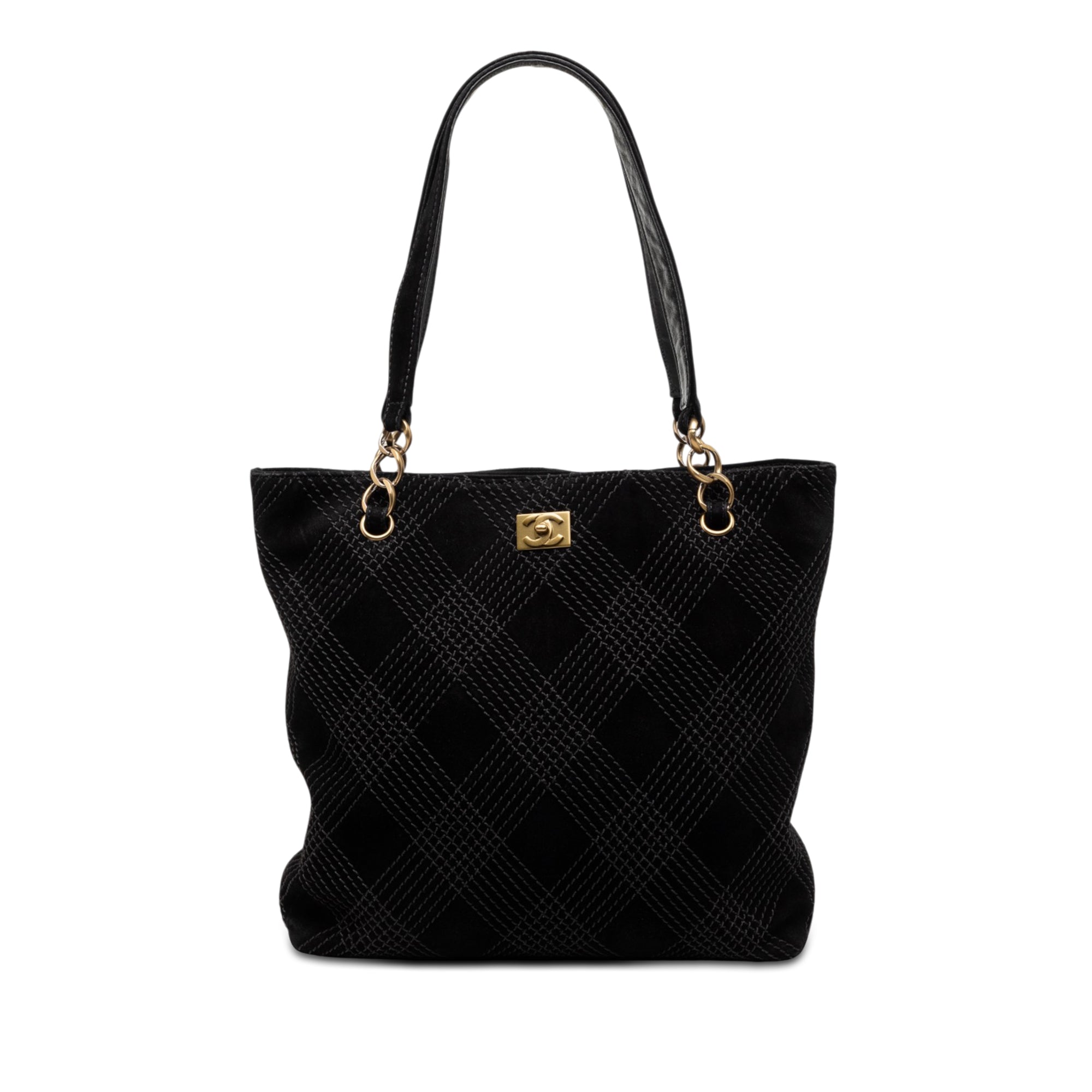CC Stitched Suede Tote - Image 1