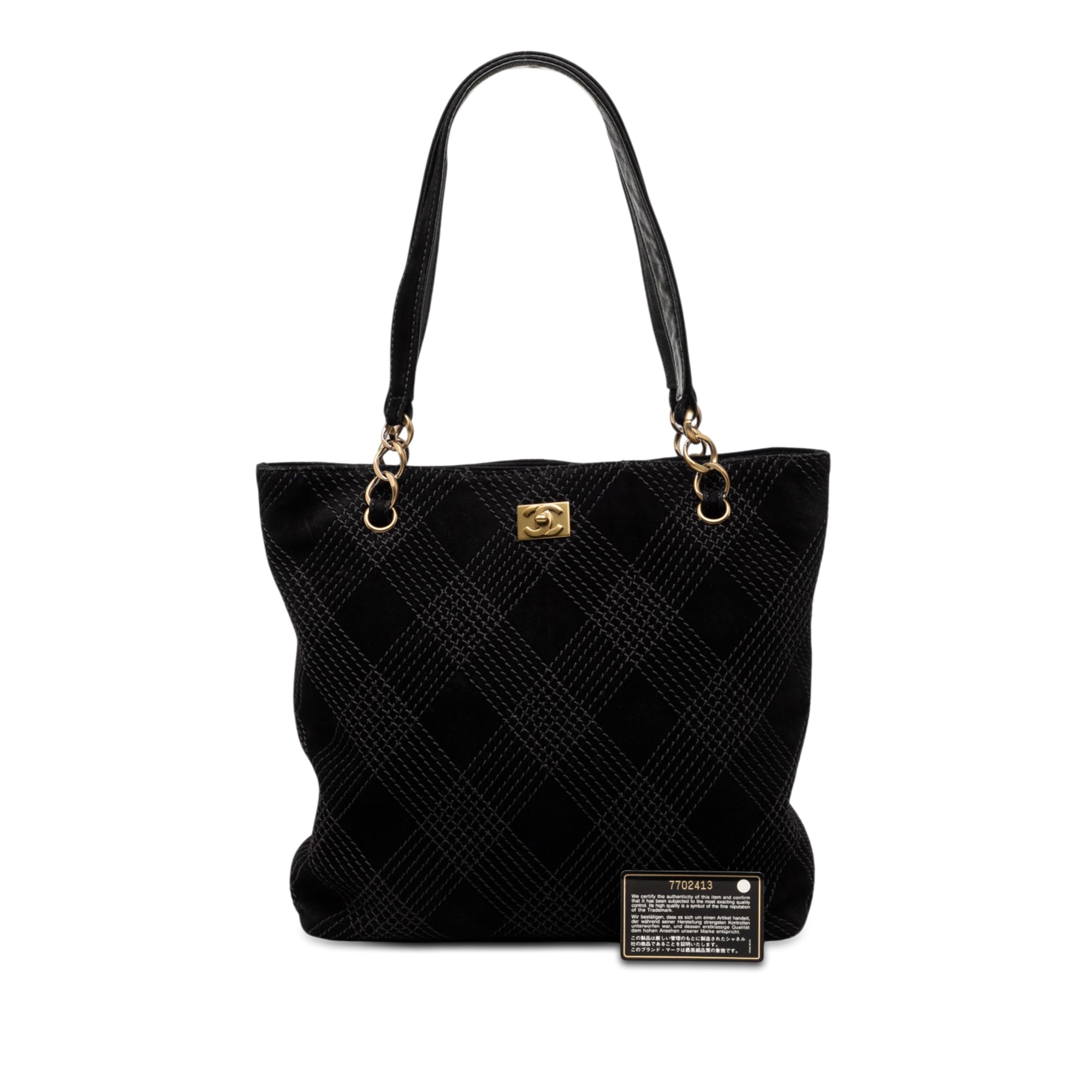 CC Stitched Suede Tote - Image 10