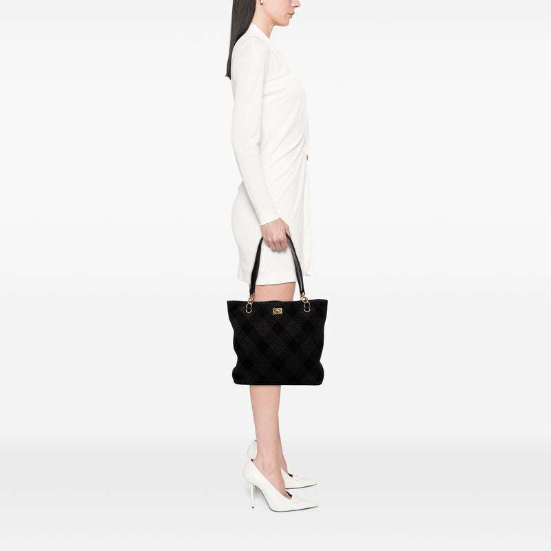 CC Stitched Suede Tote - Image 9