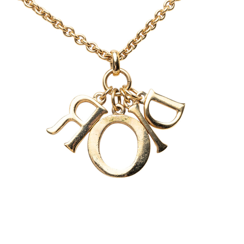 Gold Plated Strass Logo Pendant Necklace - Image 3
