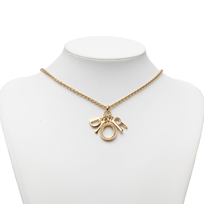 Gold Plated Strass Logo Pendant Necklace - Image 5