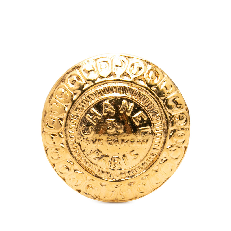 Gold Plated 31 Rue Cambon Round Brooch