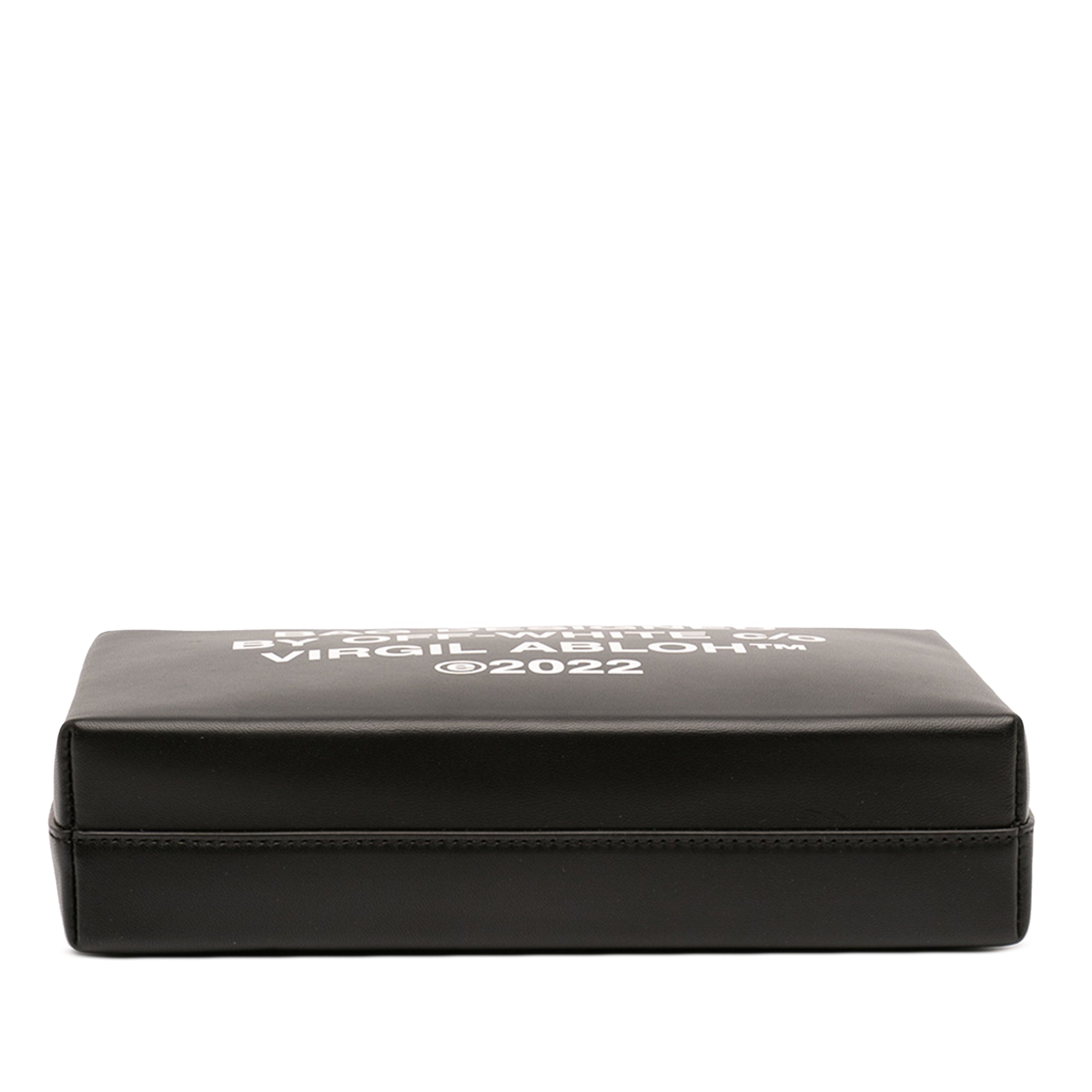Leather Block Pouch Quote Clutch with Chain - Image 3