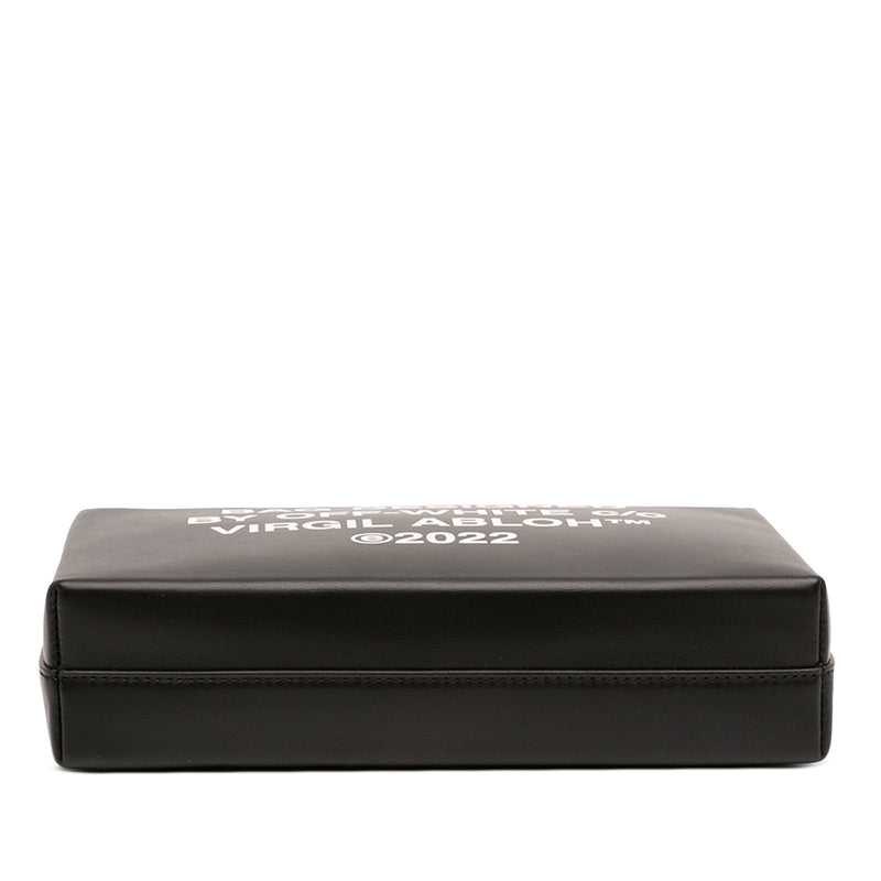 Leather Block Pouch Quote Clutch with Chain - Image 3